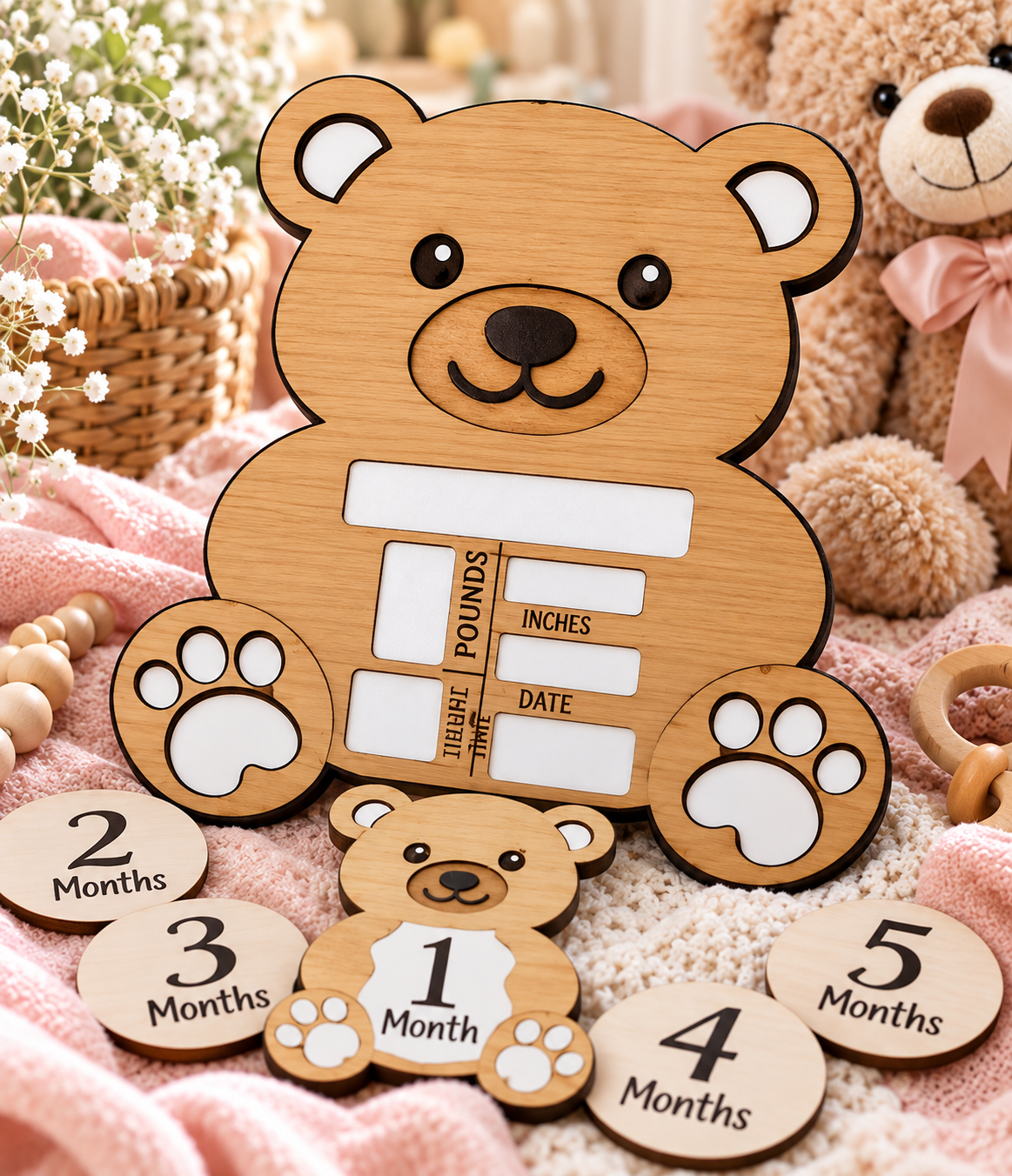 Personalized Wooden Baby Birth Announcement