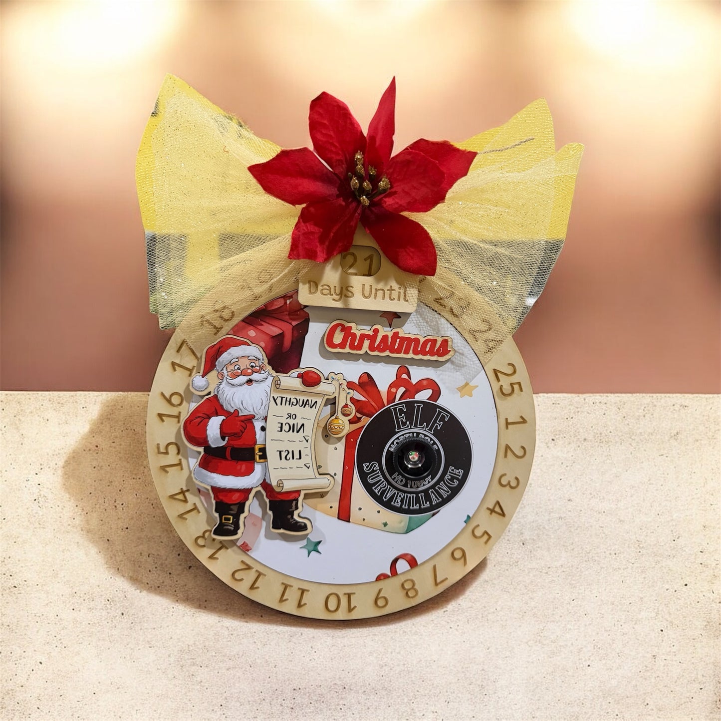 🎅✨ Santa Christmas Countdown • Elf Surveillance Ornament