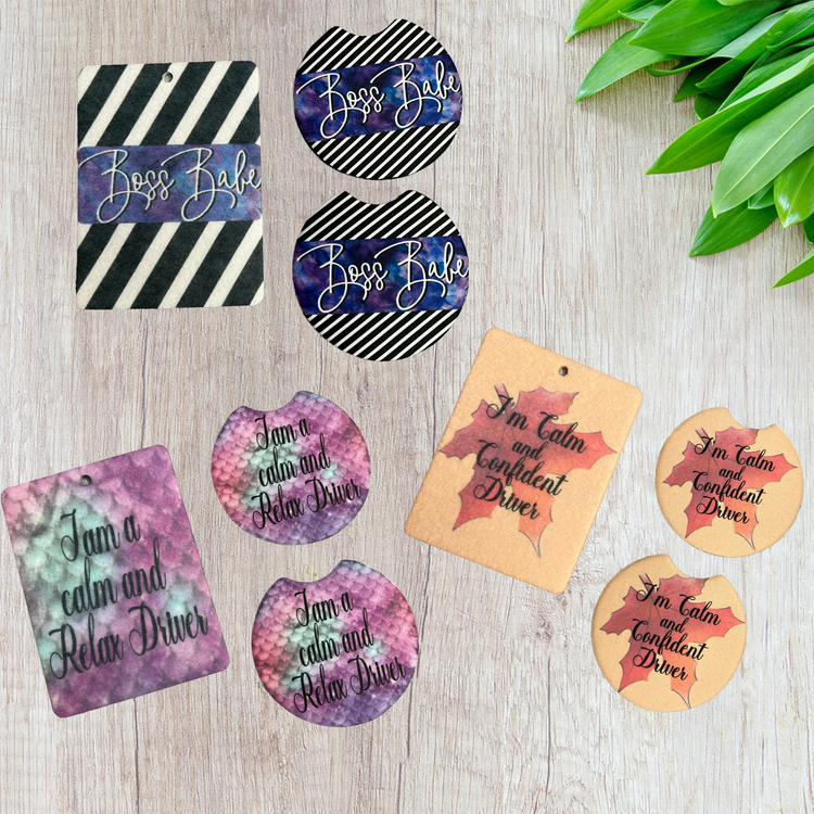 Car Coasters and Air Freshener Set