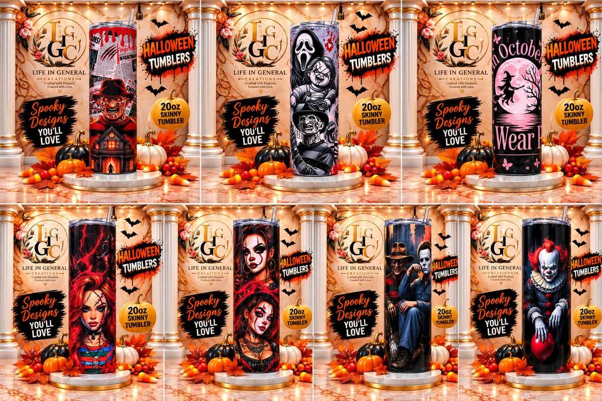 Halloween 20oz Skinny Tumblers – Choose Your Design