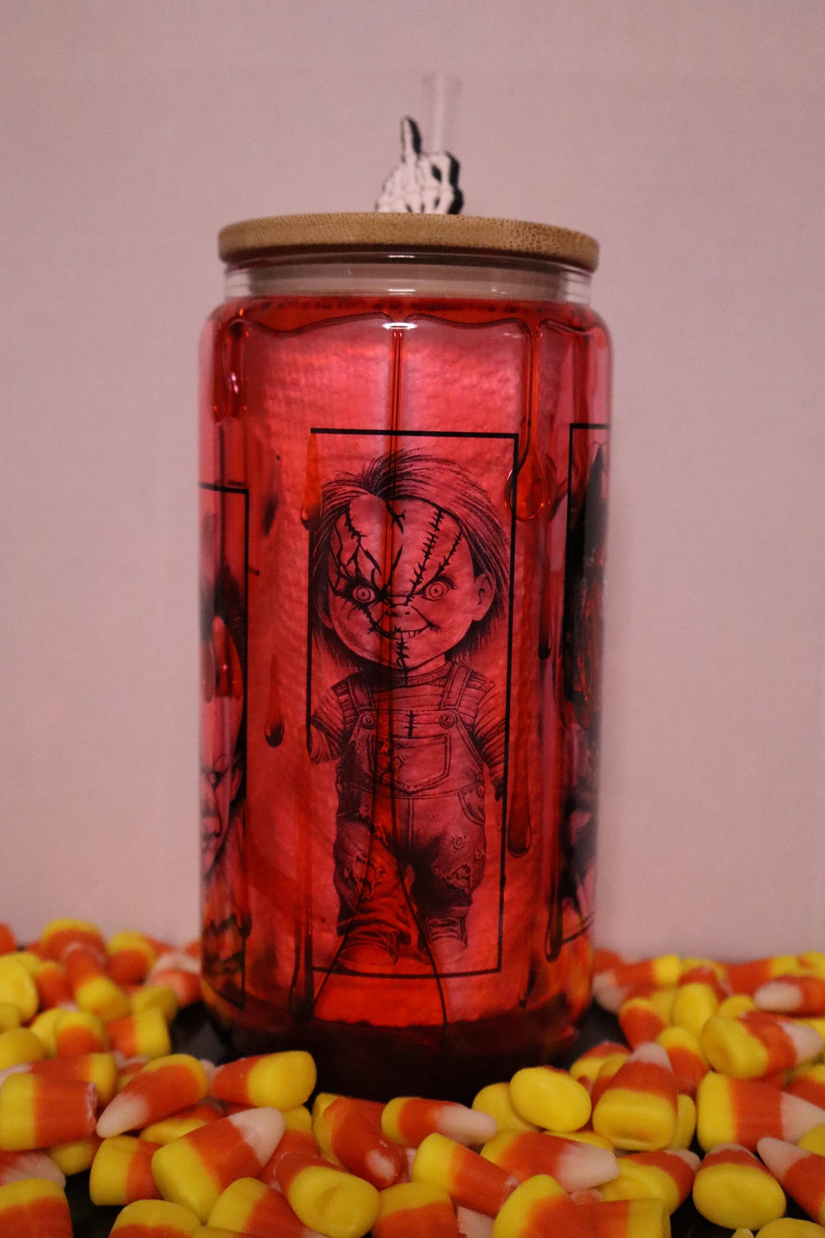 Halloween Horror Snow Globe Glass Can – 16 oz