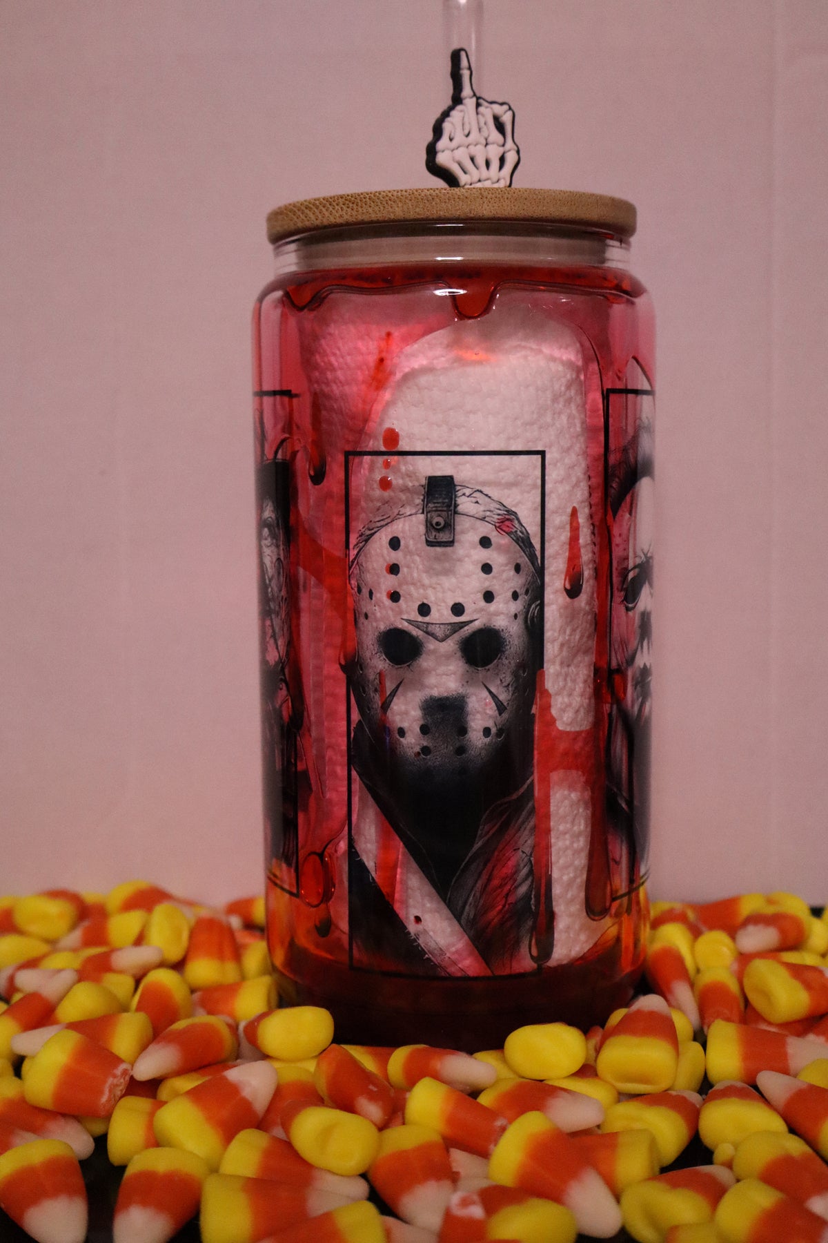 Halloween Horror Snow Globe Glass Can – 16 oz