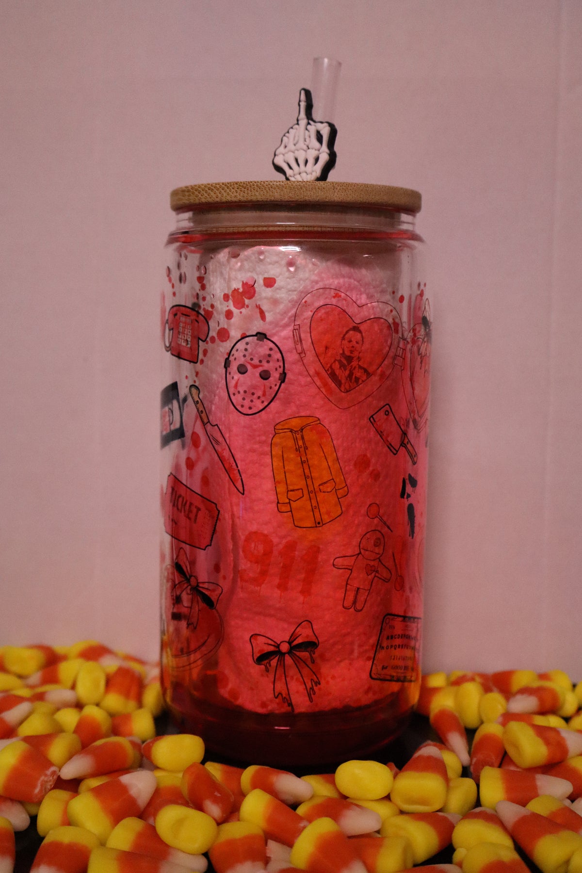 Halloween Horror Snow Globe Glass Can – 16 oz