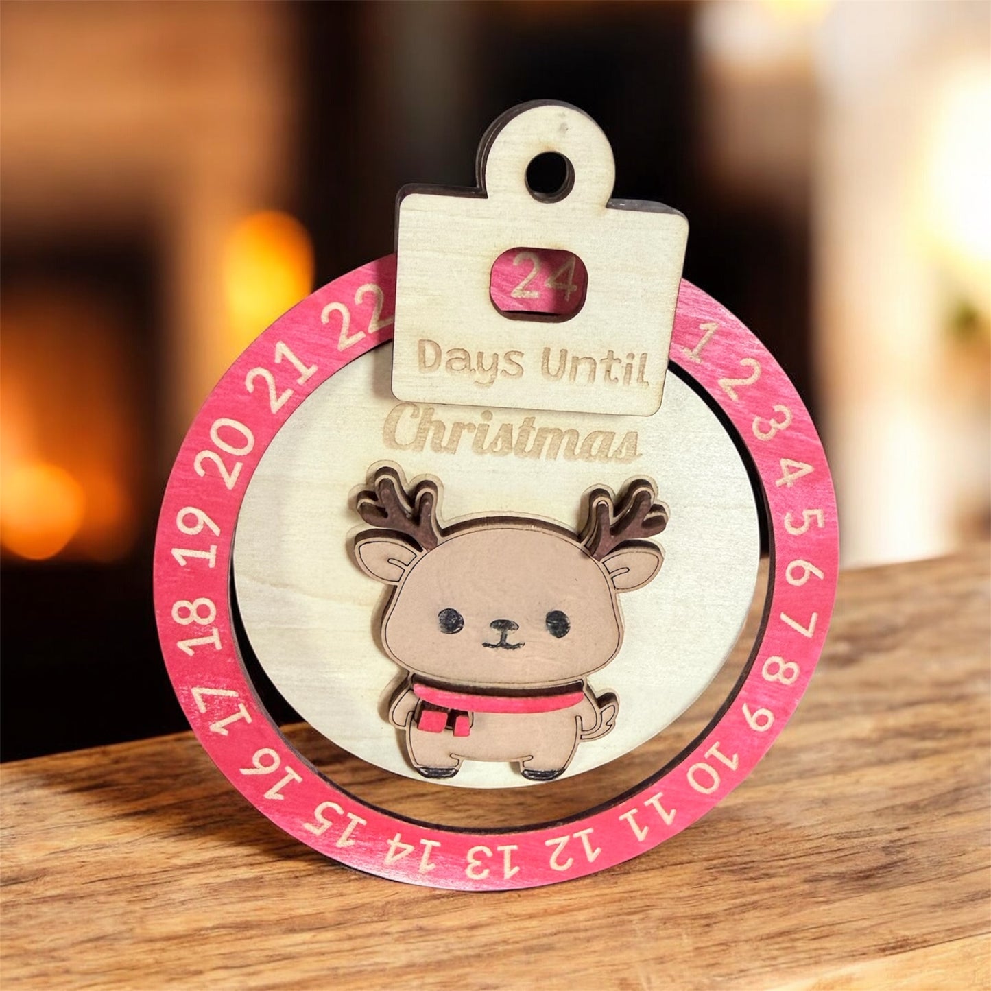 🎄 Christmas Countdown Reindeer – Wooden Advent Décor 🦌✨