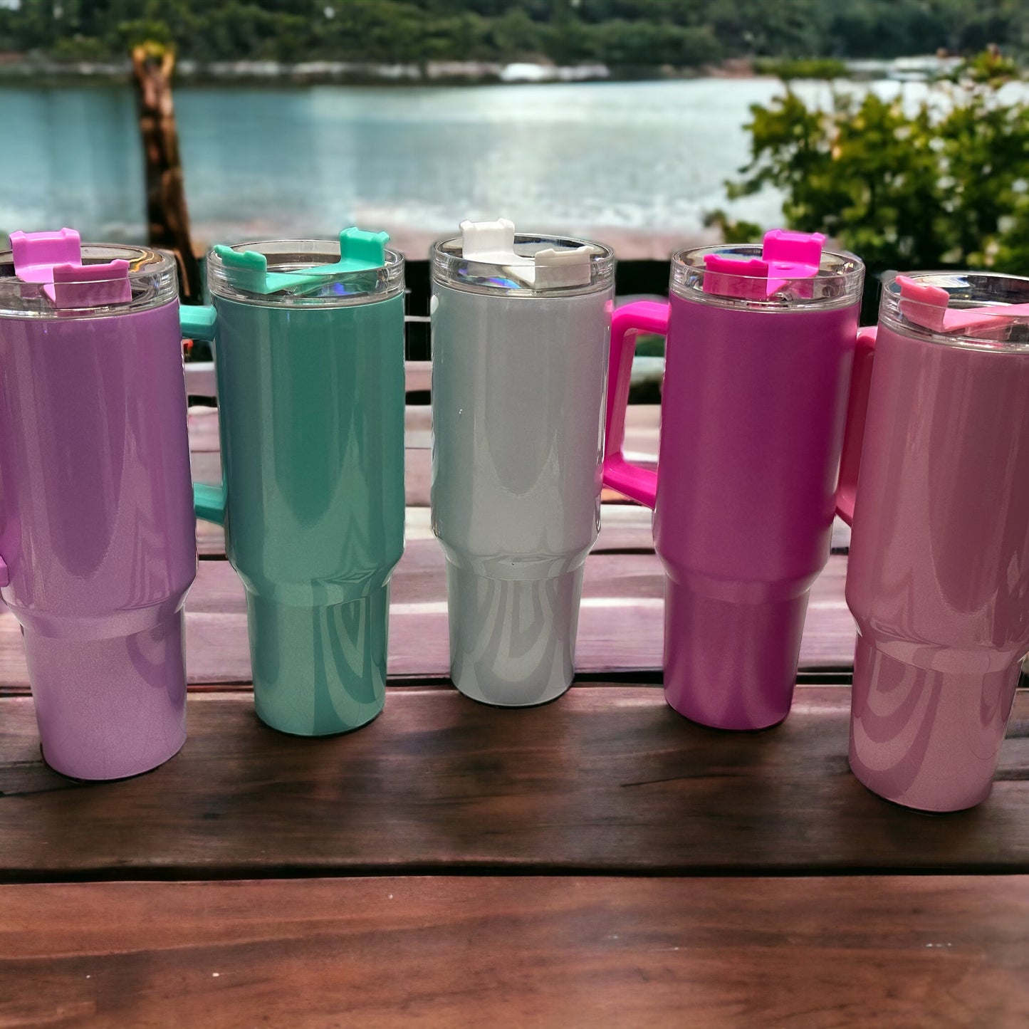 40oz shimmer/holographic sublimation blanks tumblers with handle