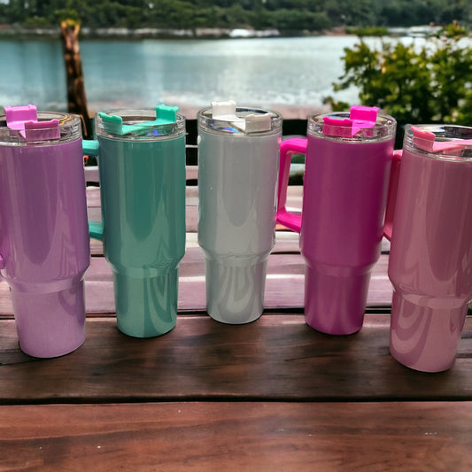 40oz shimmer/holographic sublimation blanks tumblers with handle