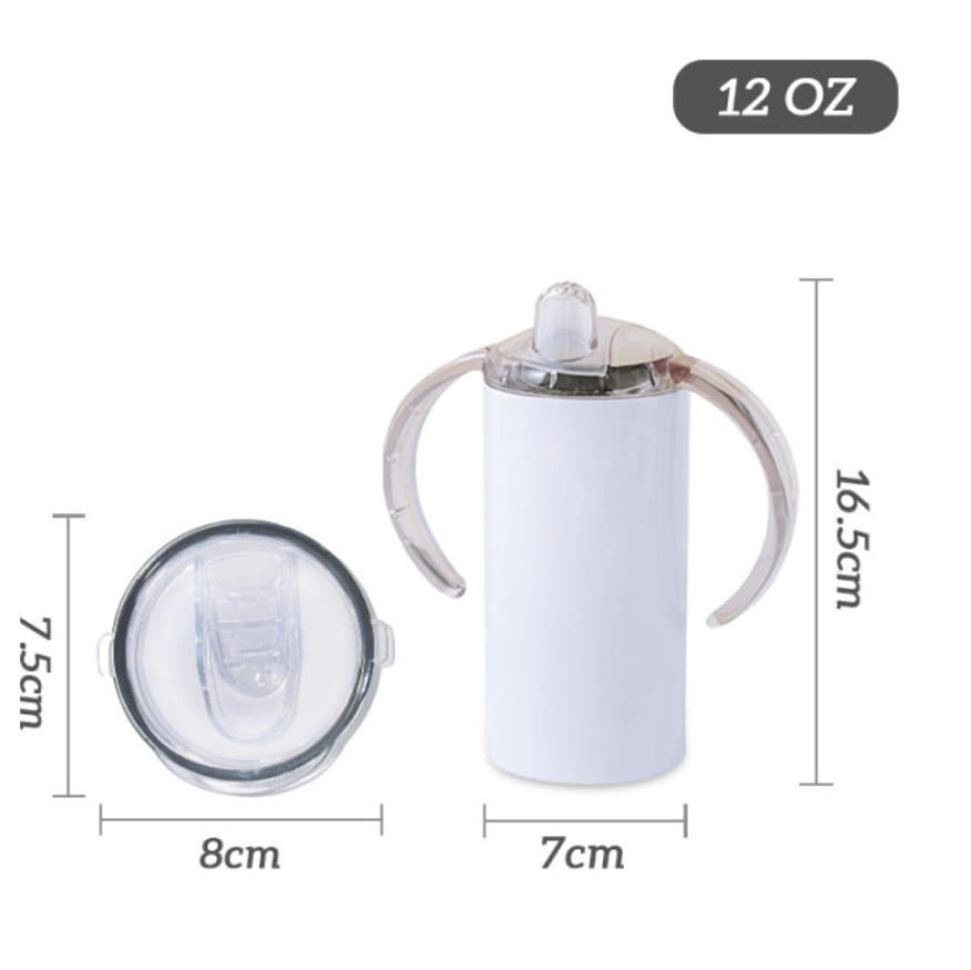 12oz Sublimation Straight Sippy Cups with dual lids