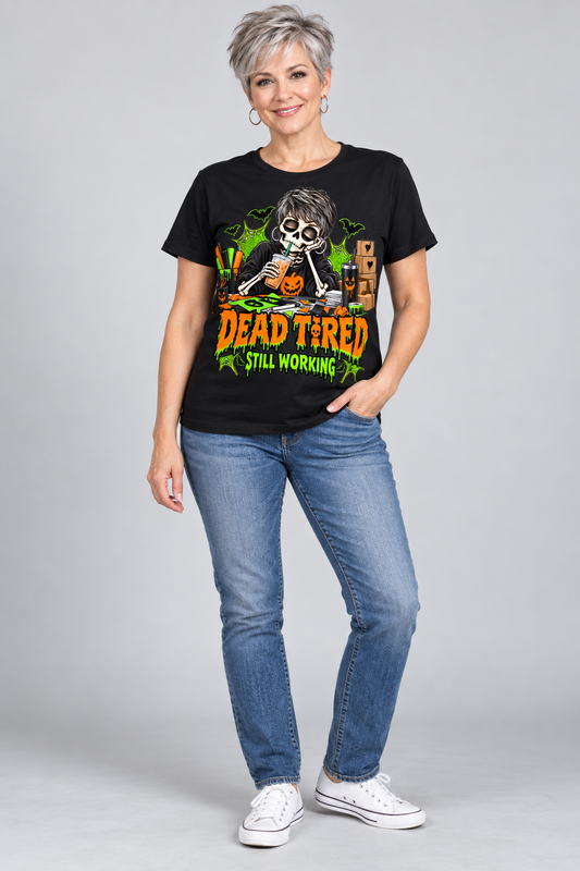 Dead Tired but Still Working Halloween Apparel – Craft Desk Edition