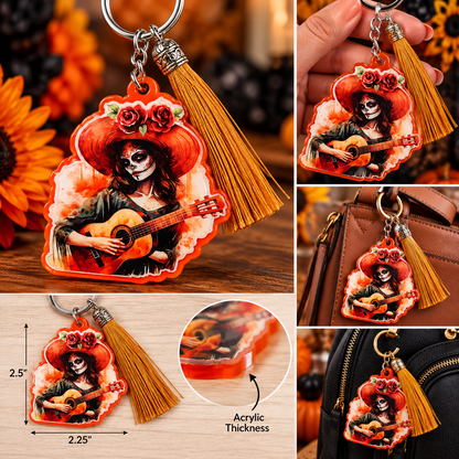 Catrina Acrylic Keychain with Tassel | Día de los Muertos Collection