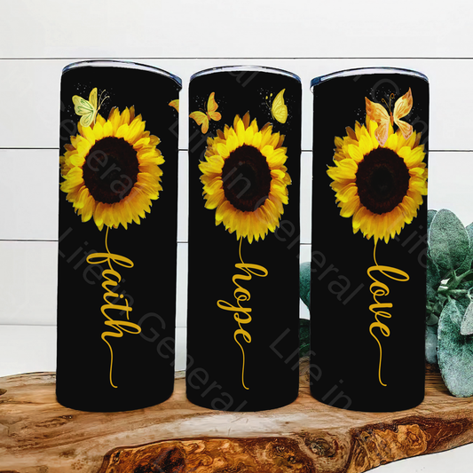 Faith Hope Love Sunflower Tumbler