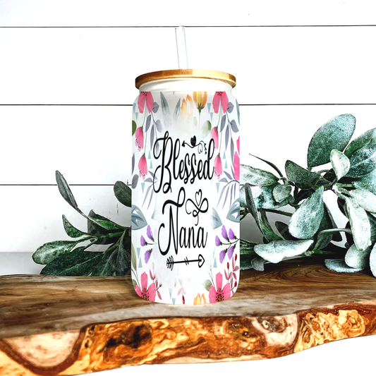 16 oz Blessed Nana Frosted Libby Glass