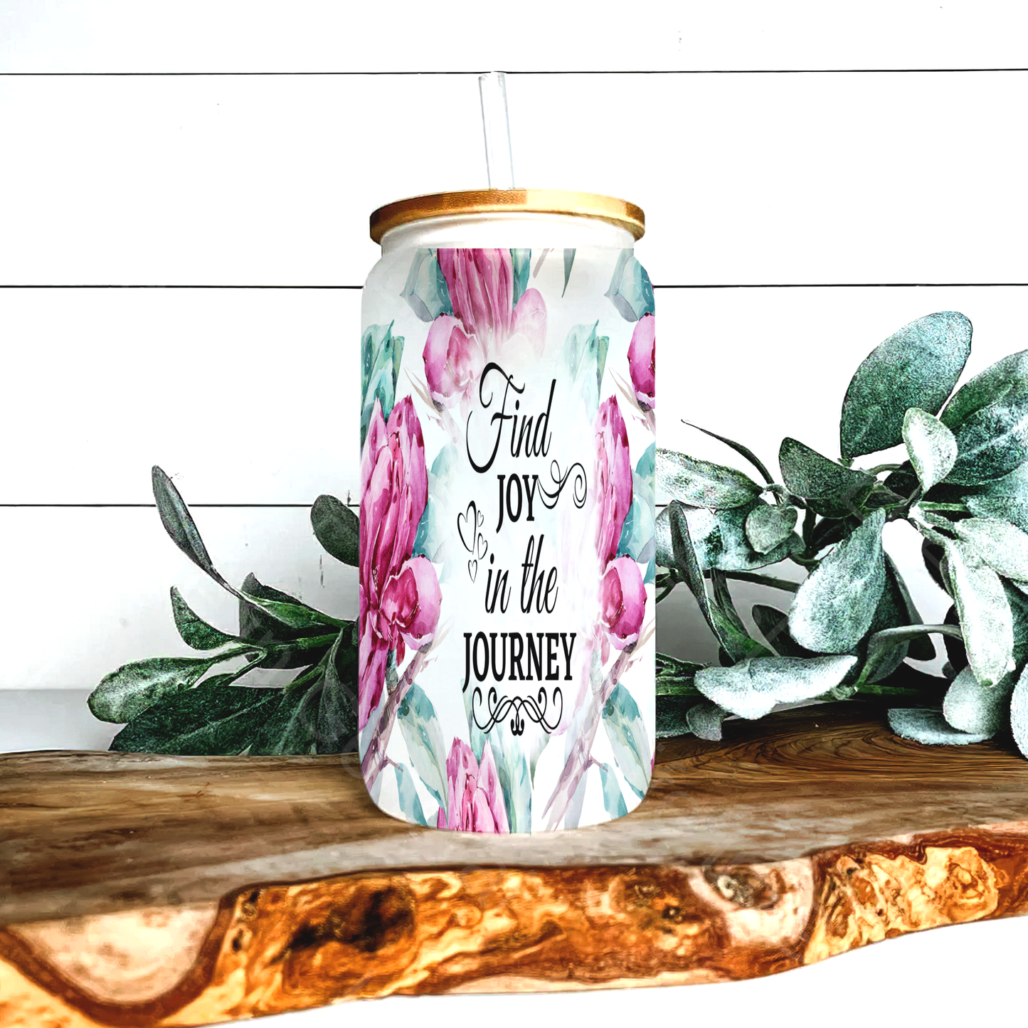 16oz Find Joy in your Journey Frosted Libby Glass