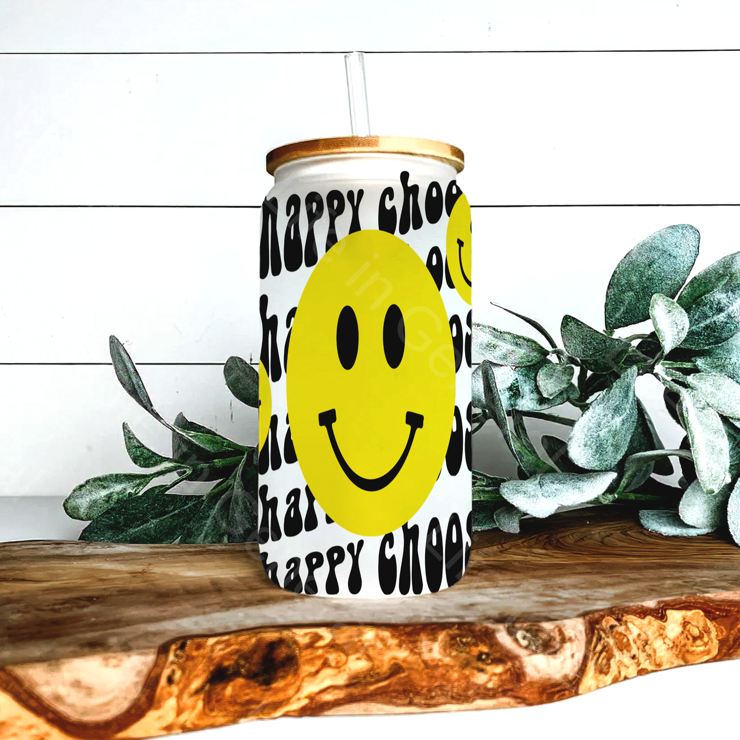 16 oz Choose Happy Frosted Libby Glass