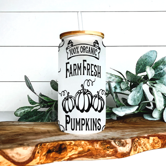 16 oz Farm Fresh Pumpkin Frosted Libby Glass