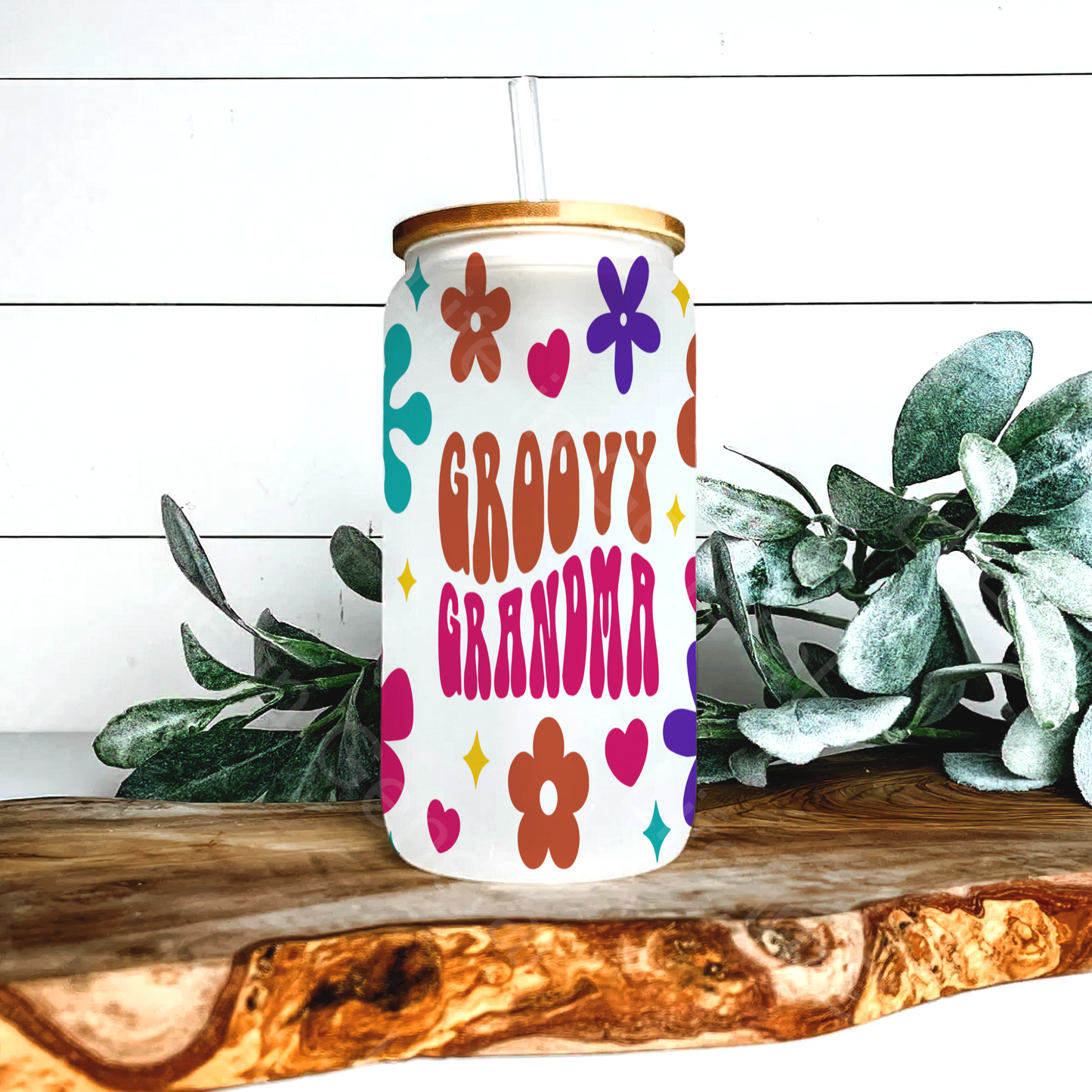 16 oz Groovy Grandma Frosted Libby Glass