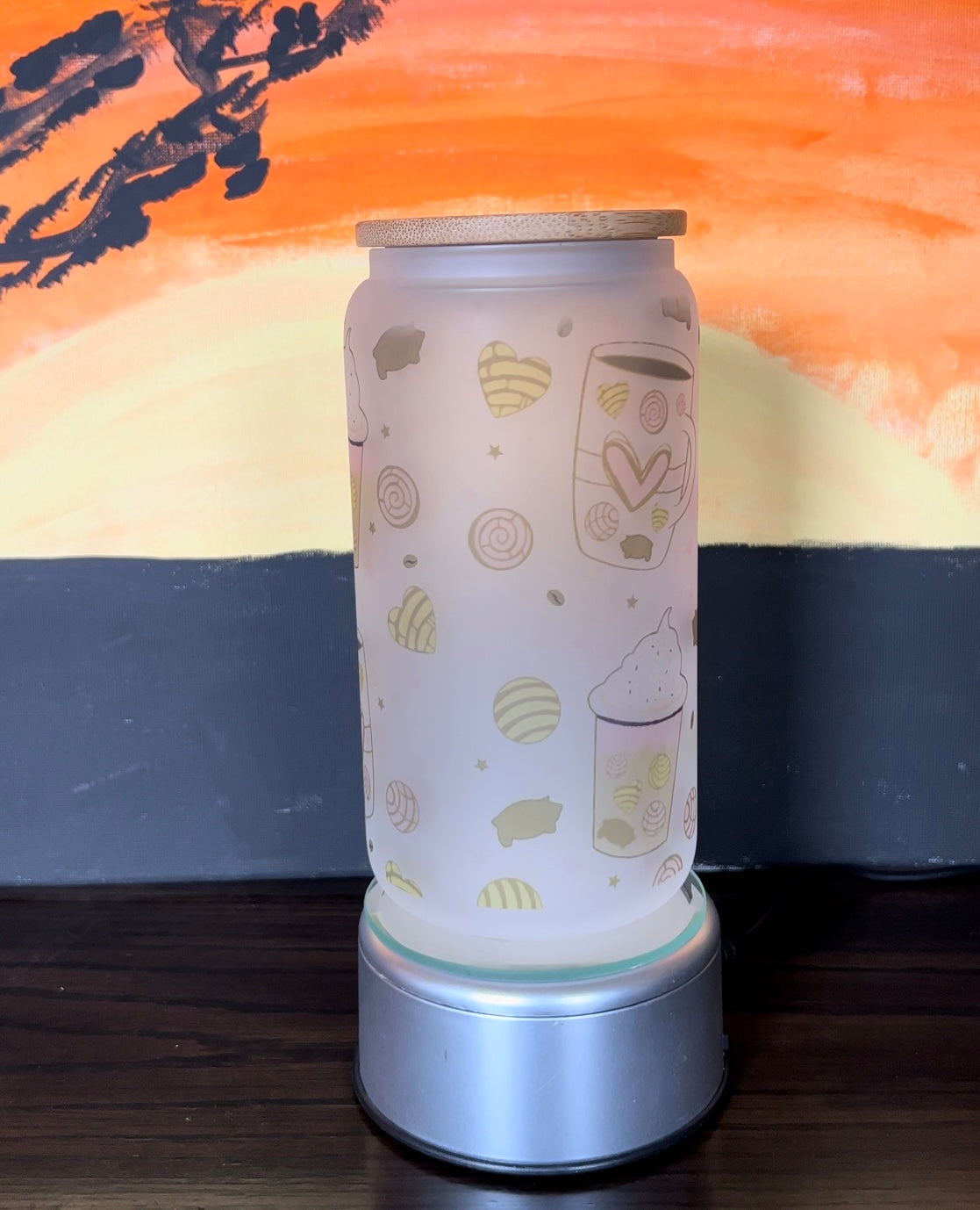 16oz Glass Can/Libbey Sublimation Frost Cafecito  y Chisme