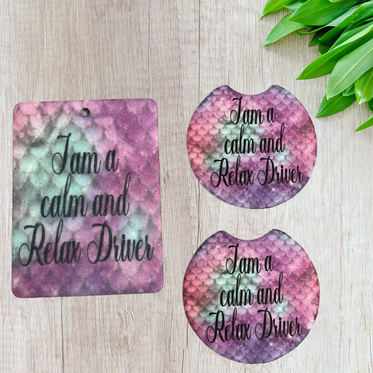 I Am a Calm and Relax Driver Car Coaster and Air Freshener set