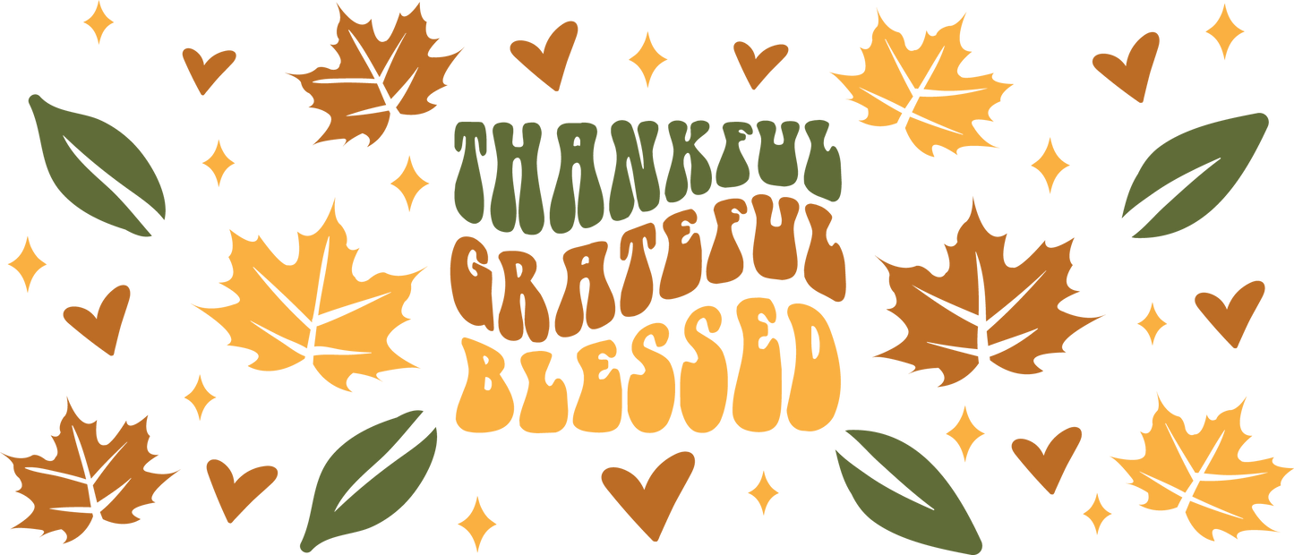 16 oz Thankful Grateful Blessed Frosted Libby Glass